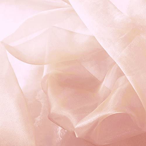 Baby Pink Sparkle Crystal Sheer Organza Fabric - Baby Pink, Sparkle Crystal, 60" Width