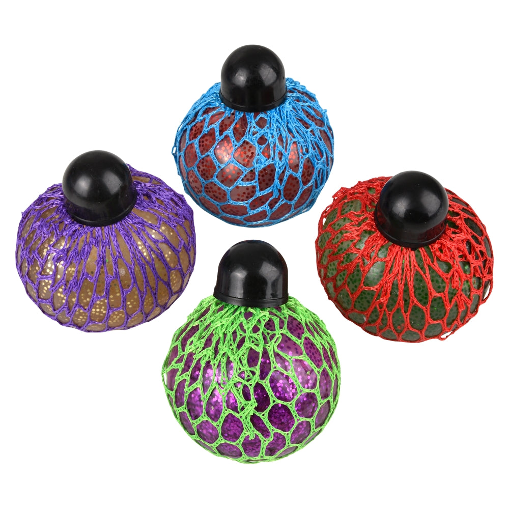 Light-Up Squeeze Mesh Grape Ball (12 PC Display)