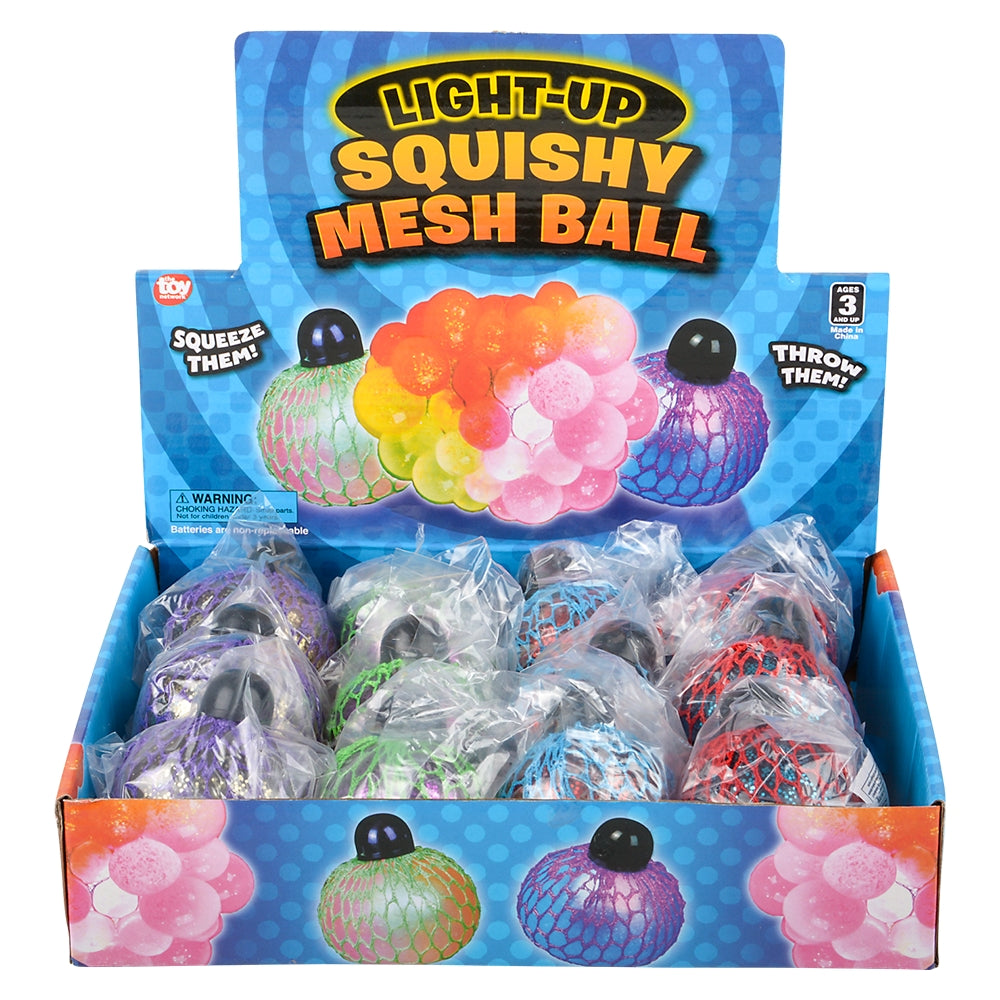Light-Up Squeeze Mesh Grape Ball (12 PC Display)