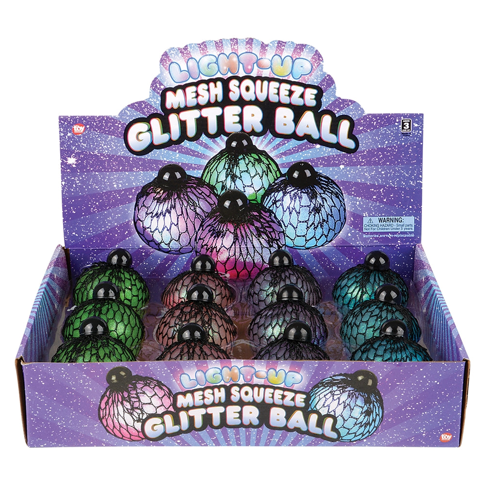 Light-Up Mesh Squeeze Glitter Ball (1 DZ)
