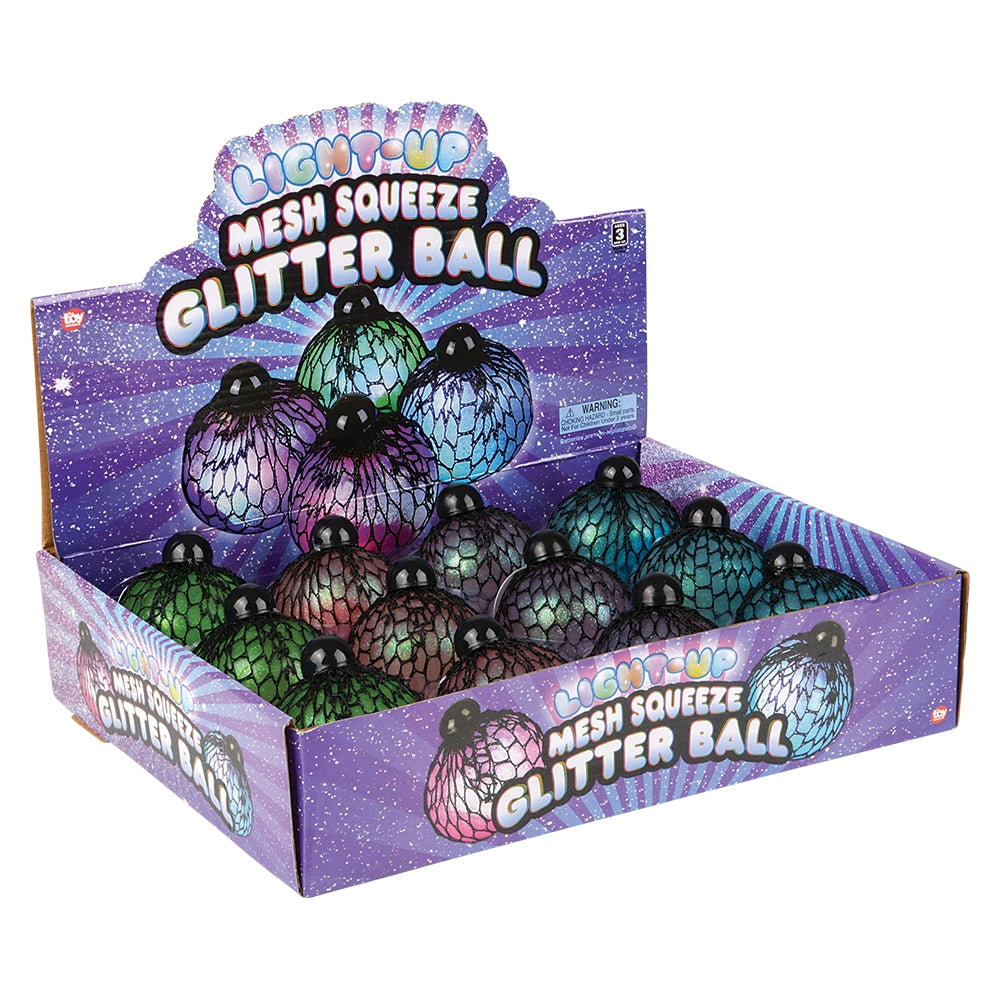Light-Up Mesh Squeeze Glitter Ball (1 DZ)