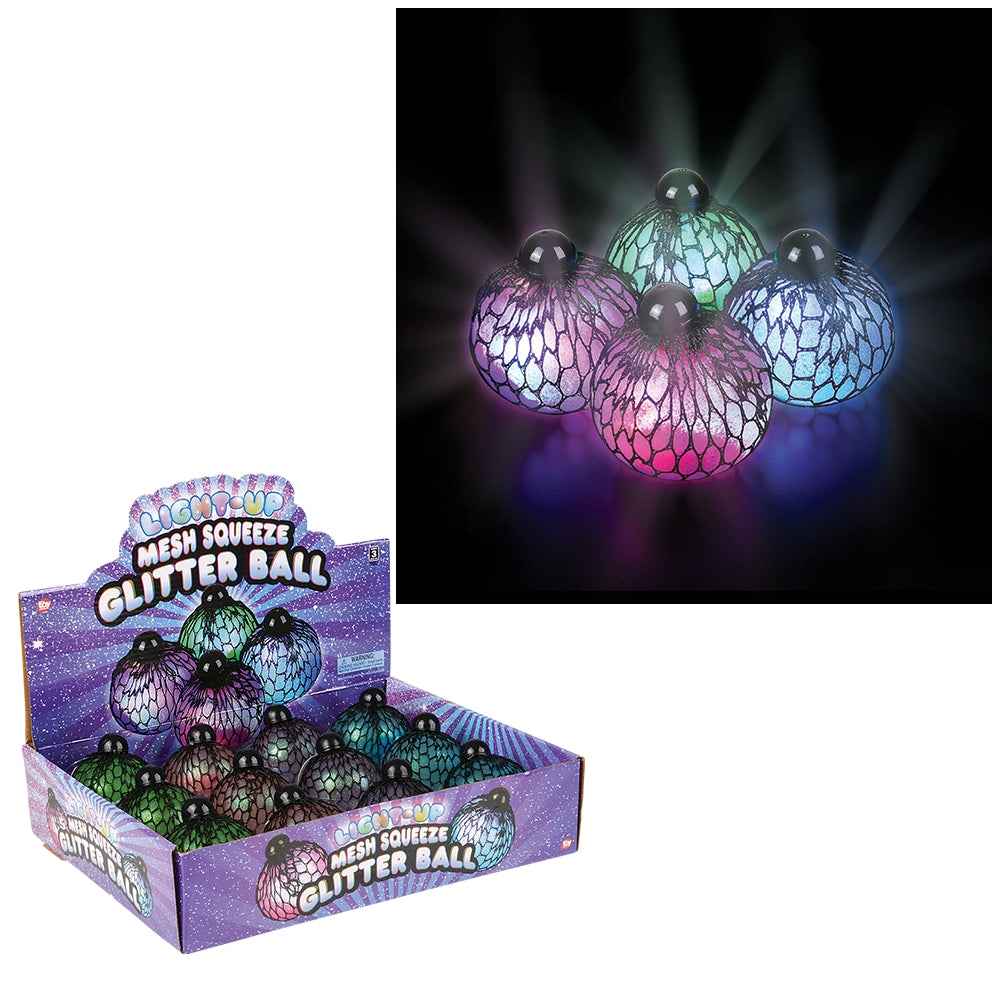 Light-Up Mesh Squeeze Glitter Ball (1 DZ)