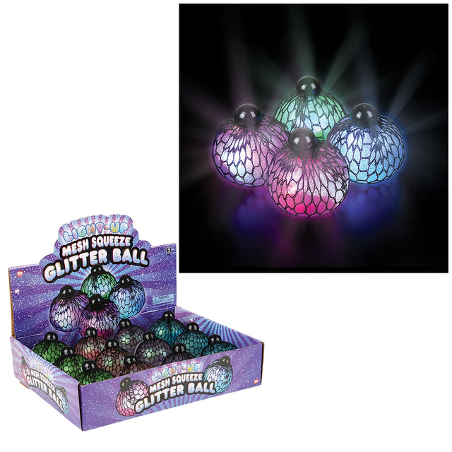 Light-Up Mesh Squeeze Glitter Ball (1 DZ)