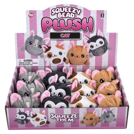 Cat squeezy bead plush 12-piece party display