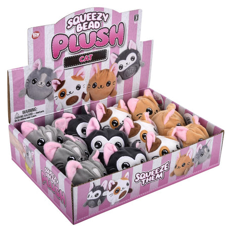 Cat squeezy bead plush 12-piece party display