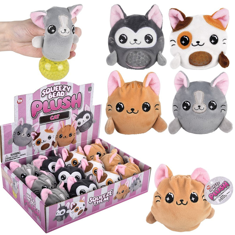 Cat squeezy bead plush 12-piece party display