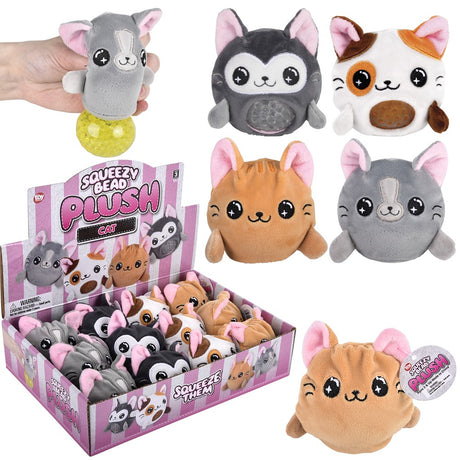 Cat squeezy bead plush 12-piece party display