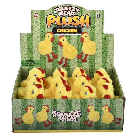 Chicken Squeezy Bead Plush (12 PC Display)