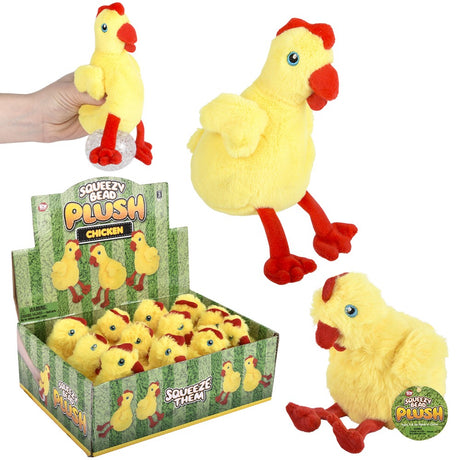 Chicken Squeezy Bead Plush (12 PC Display)