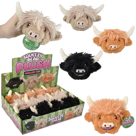 Highland Cow Squeezy Bead Plush Ball (1 DSP)