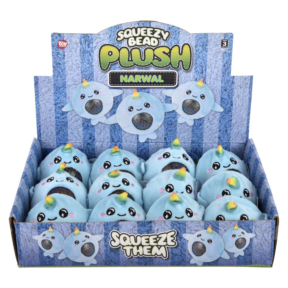 Narwhal Squeezy Bead Plush (12 Pc Display)