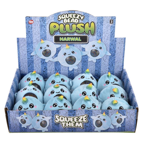 Narwhal squeezy bead plush 12-piece party display