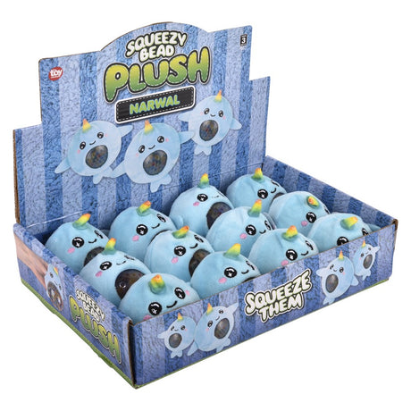 Narwhal squeezy bead plush 12-piece party display