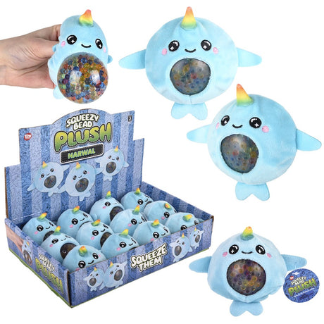 Narwhal squeezy bead plush 12-piece party display