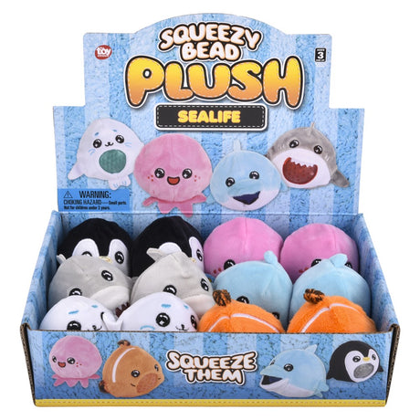 Sea Life Squeezy Bead Plush (12 PC Display)