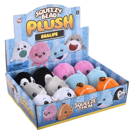 Sea Life Squeezy Bead Plush (12 PC Display)