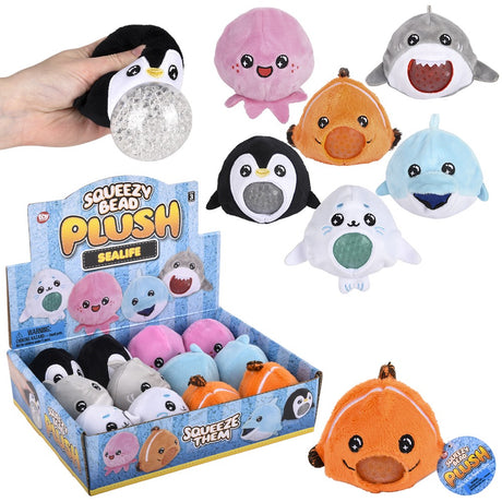 Sea Life Squeezy Bead Plush (12 PC Display)