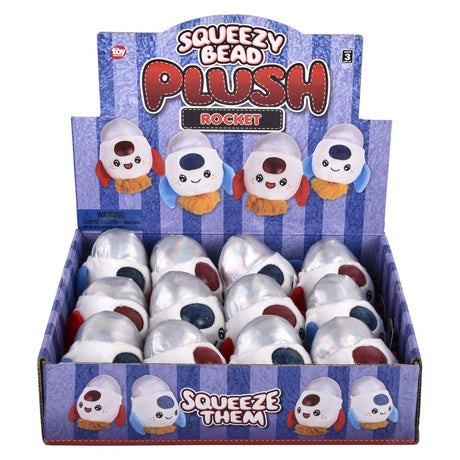 Space Rocket Squeezy Bead Plush (12 PC Display)