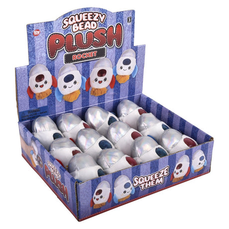 Space Rocket Squeezy Bead Plush (12 PC Display)