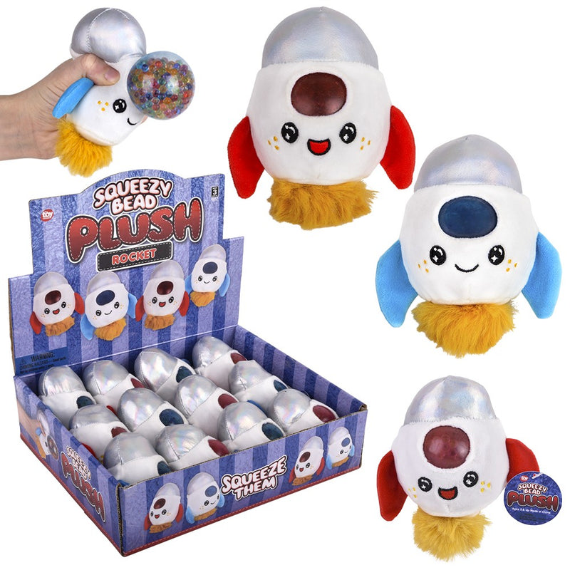 Space Rocket Squeezy Bead Plush (12 PC Display)