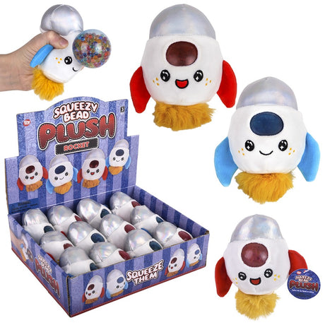 Space Rocket Squeezy Bead Plush (12 PC Display)