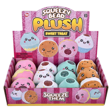 Sweet treat squeezy bead plush 12-piece display for kids