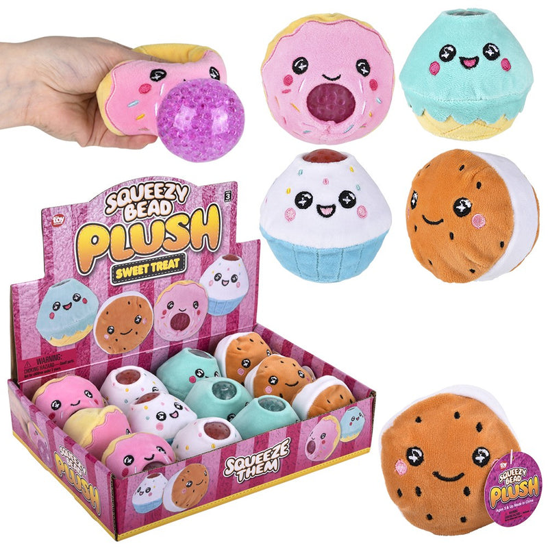 Sweet treat squeezy bead plush 12-piece display for kids