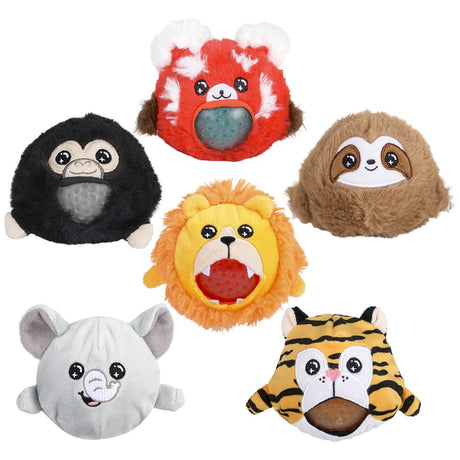 Zoo animal squeezy bead plush 12-piece display for kids