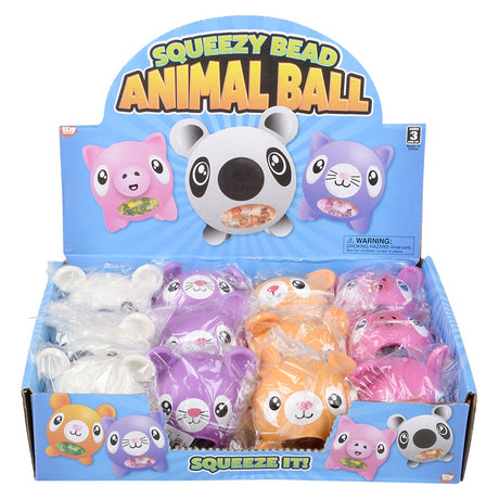 Squeezy Bead Animal Ball 3" (12 Pc Display)