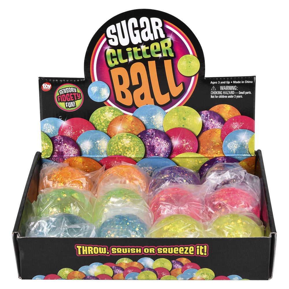 Glitter Sugar Ball Squeezy Toy (12 Pc Display)