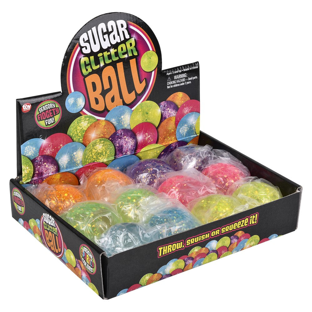 Glitter Sugar Ball Squeezy Toy (12 Pc Display)