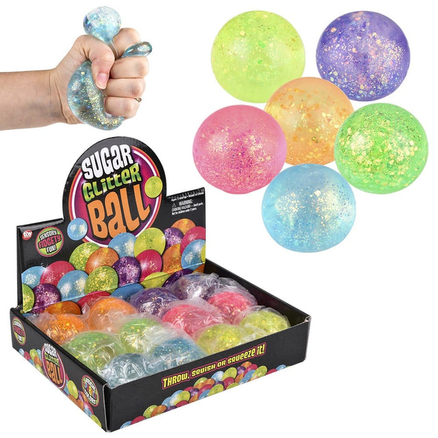 Glitter Sugar Ball Squeezy Toy (12 Pc Display)