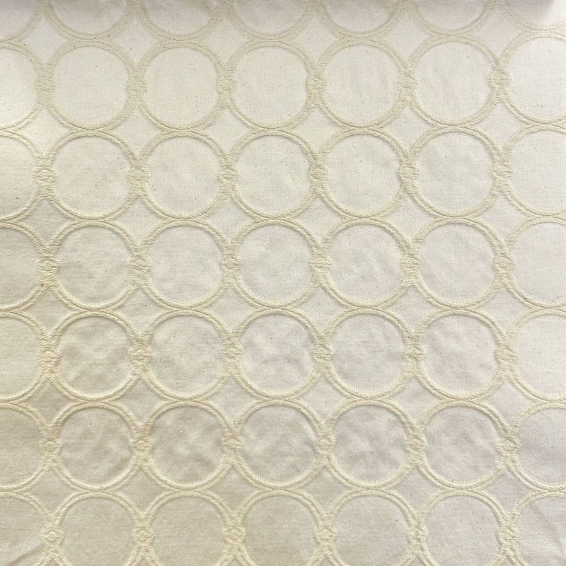 Bass Fabric Cotton Polyester Fabric - Natural Washed Embossed Circular Pattern, 58" Width (1 Yard)