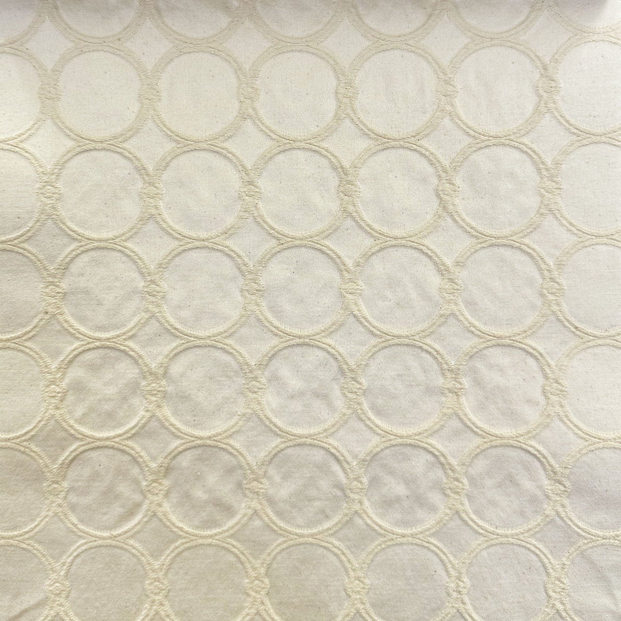 Bass Fabric Cotton Polyester Fabric - Natural Washed Embossed Circular Pattern, 58" Width (1 Yard)