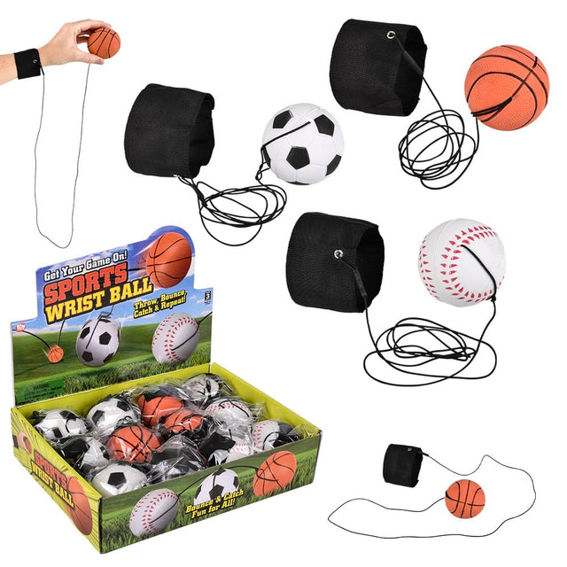 Sports Wrist Band Return Ball (12 Pc Display)