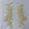 Beaded Corded Floral Lace Applique Pair