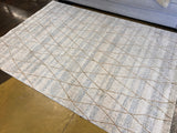 KAI 305 Polyester Fabric - Cream High-Low Texture, Blue Gray Gold-Brown Argyle Design, 5' 3" X 7' 4", 7' 9" X 10' 9", 10' X 13' (1 Unit)
