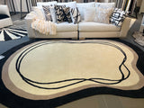 Beluga Tufted Design 57 Wool Fabric - Ivory Black Tufted Pattern, 8' X 11', 9' X 12', 10' X 13' (1 Piece)