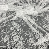 3 Yards Chantilly Embroidered Lace Fabric with Eyelash Scallop