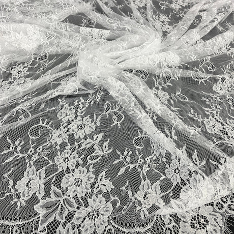 Embroidered Chantilly Lace with Eyelash Scallop