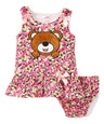 Bear Flower Cotton Baby Dress - Rose, Peony, Daisy, Floral Print (6M/9M, 12M, 18M, 24M)