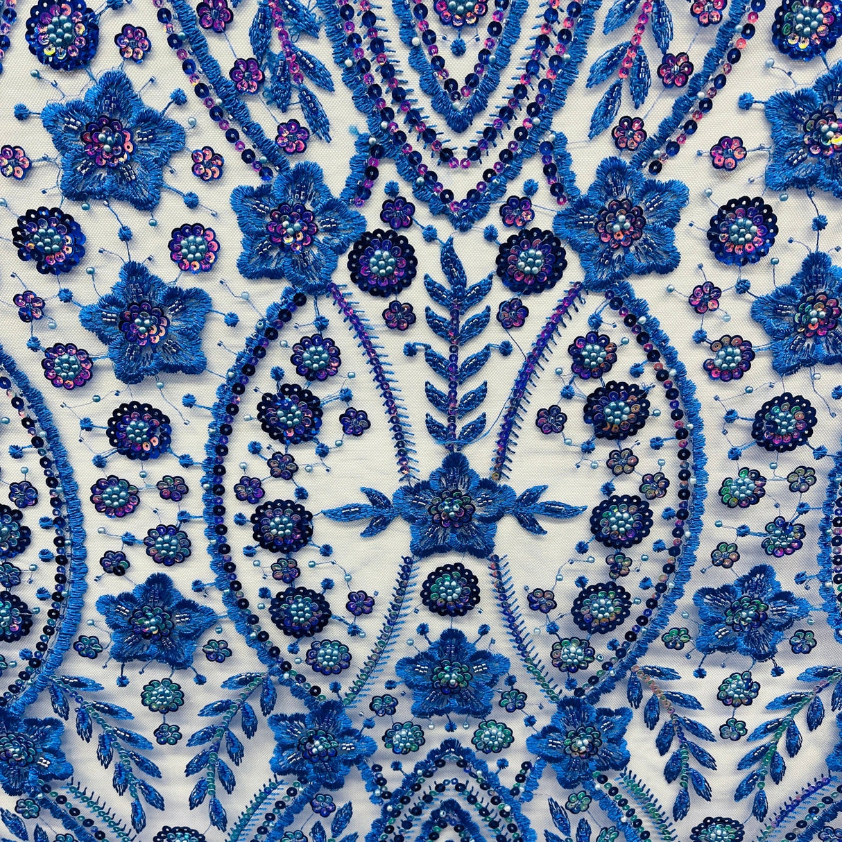 Beaded Sequined Floral Lace Fabric 52" Wide