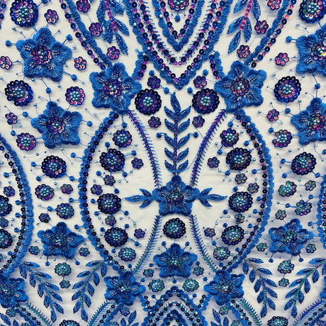Beaded Sequined Floral Lace Fabric 52" Wide