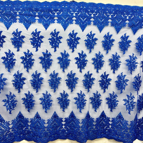 1 Yard Corded Lace Fabric Embroidered 100 Percent Polyester Net Mesh 52 inch Width