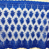 Embroidered Lace Fabric on Polyester Net Mesh