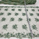 Beaded Double Sided 3D Floral Lace Trimming Polyester Fabric - 3D Floral Embroidered Net Mesh, 21" Width (1 Yard)