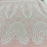 1 Yard Beaded Lace Fabric Embroidered on 100% Polyester Net Mesh