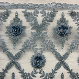 Beaded 3D Floral Lace Fabric