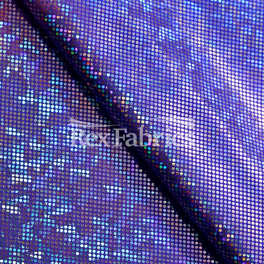 Tie Dye B'Dazzled Nylon Spandex Fabric - Purple Pink Hologram, Polka Dots, 58/60" Width (1 Yard)