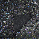 Prestige Beaded With Sequins Stretch Mesh Fabric - Black, White, 49/50" Width (1 Yard)